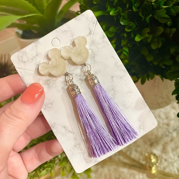 Acrylic Mickey Tassel Earrings - Picture 5 of 5
